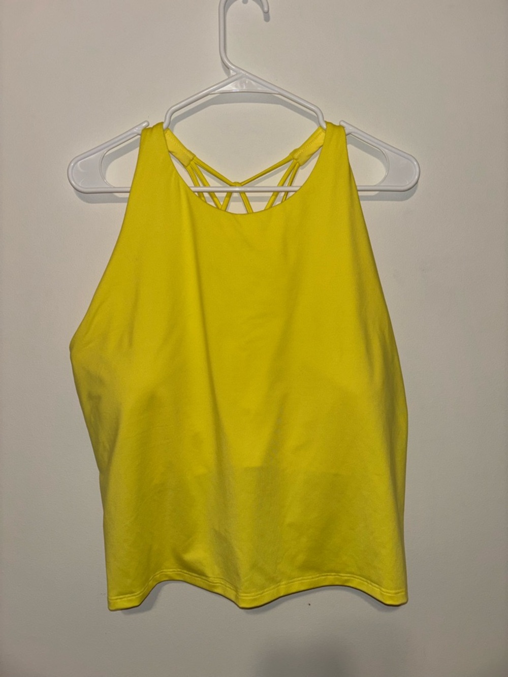 Fabletics Strappy Back Tank Top - Bright Yellow with Built in Bra Size XL